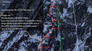 El Menhir de l’Obèlix 525m MD (80º, M5) - Mig de la Tallada 2.796m