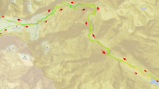 Pique Longue de Vignemale (3298 mts.), Pic del Clot de la Hount (3289 mts.), Pic Cerbillona (3247 mts.) i Pic Central (3235 mts.) des del Barrage d'Ossoue (1840 mts.)