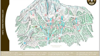 Pedraforca, cascades de gel, mapa general