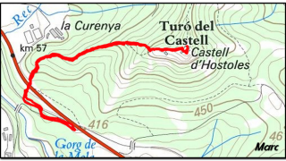 Castell d'Hostoles (602 m). Terra de nyerros.