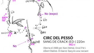 Sang de Crack, 6b+ (6a ob, 220 mts), Circ del Pessó, Collegats