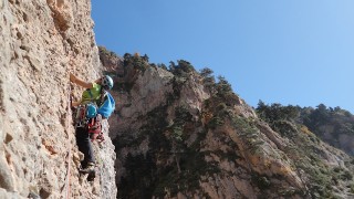 *** La Pròtesis (270m, 6a+/Ae,  V+/6a oblig), Roca Gran de Ferrús, Serra d’Ensija 